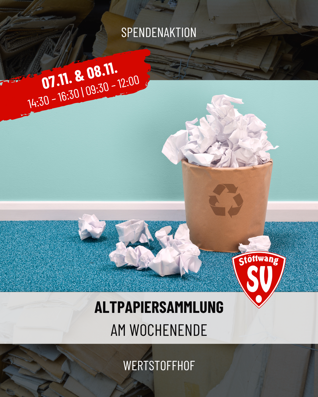 Altpapiersammlung am Wochenende