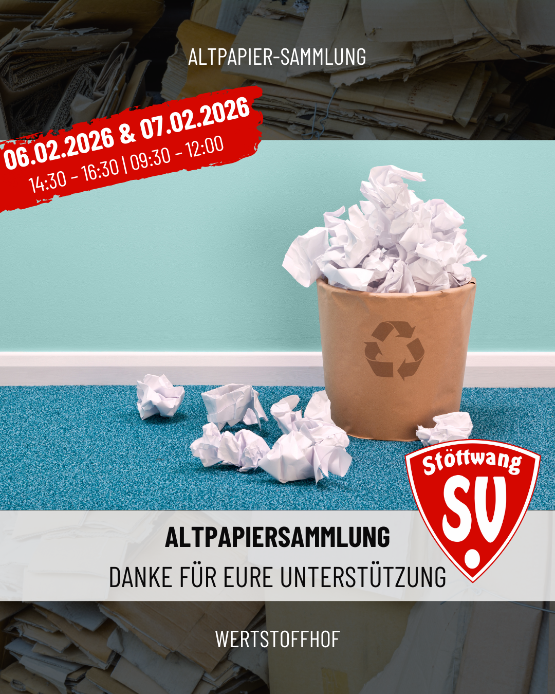 Altpapiersammlung am Wochenende