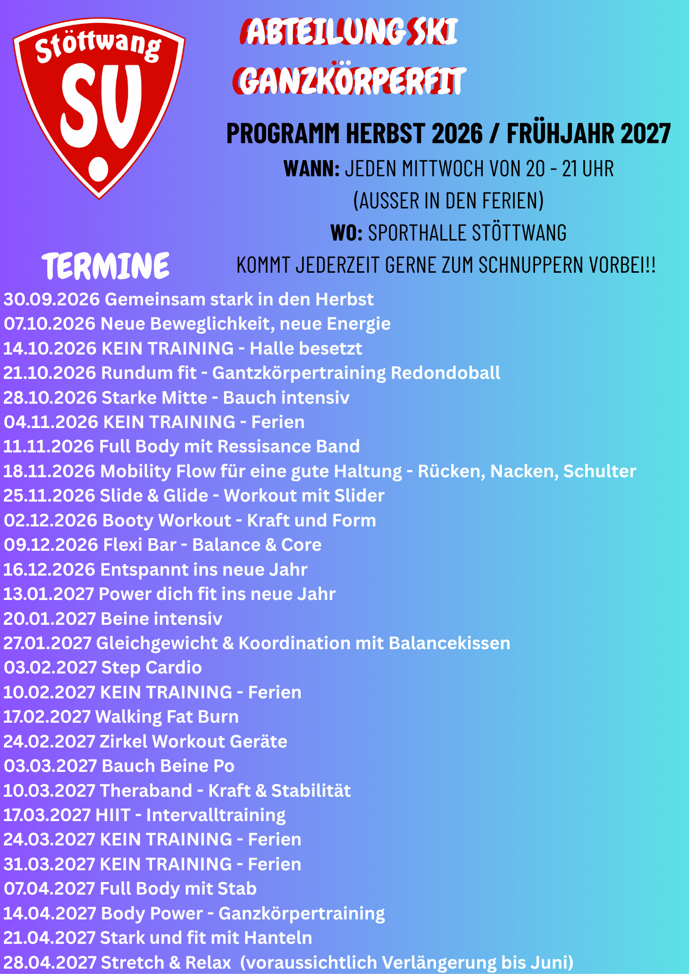 Abteilung Ski – Ganzkörperfit Programm Herbst 26 / Frühjahr 27